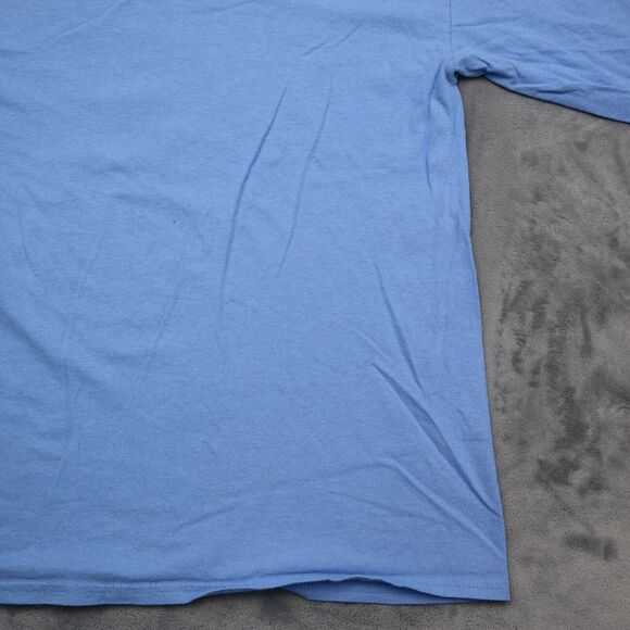 Gildan Shirt Mens M Blue Long Sleeve Graphic Print Activewear Pullover T Shirt - Picture 15 of 16